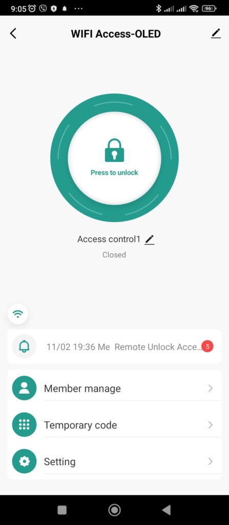 Tuya Smart ekran za daljinsko otključavanje Secukey HFD1-WiFi