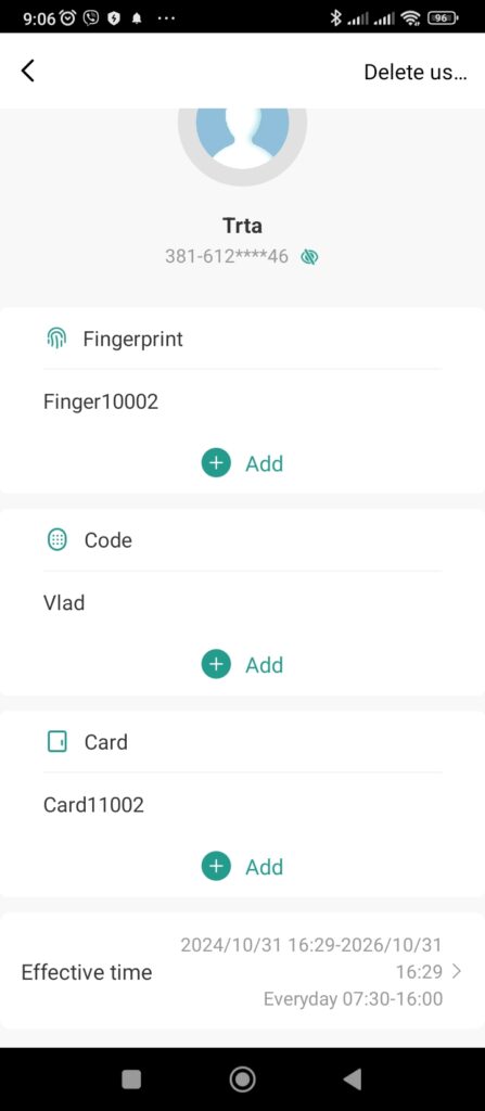 Dodavanje otiska prsta, PIN koda i kartice u Tuya aplikaciji HFD1-WiFi