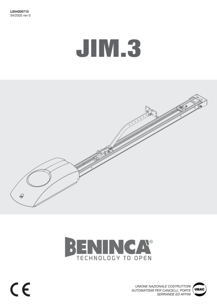 Beninca JM.3 uputstvo za montažu i programiranje garažnog motora