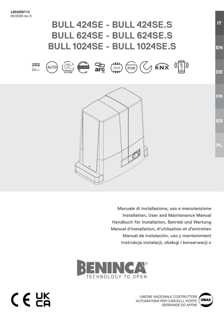 Beninca BULL1024SE.S naslovna strana uputstva