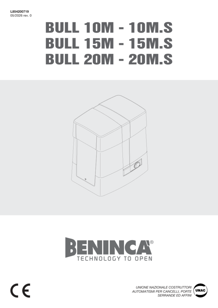 Beninca BULL10M.S naslovna strana uputstva