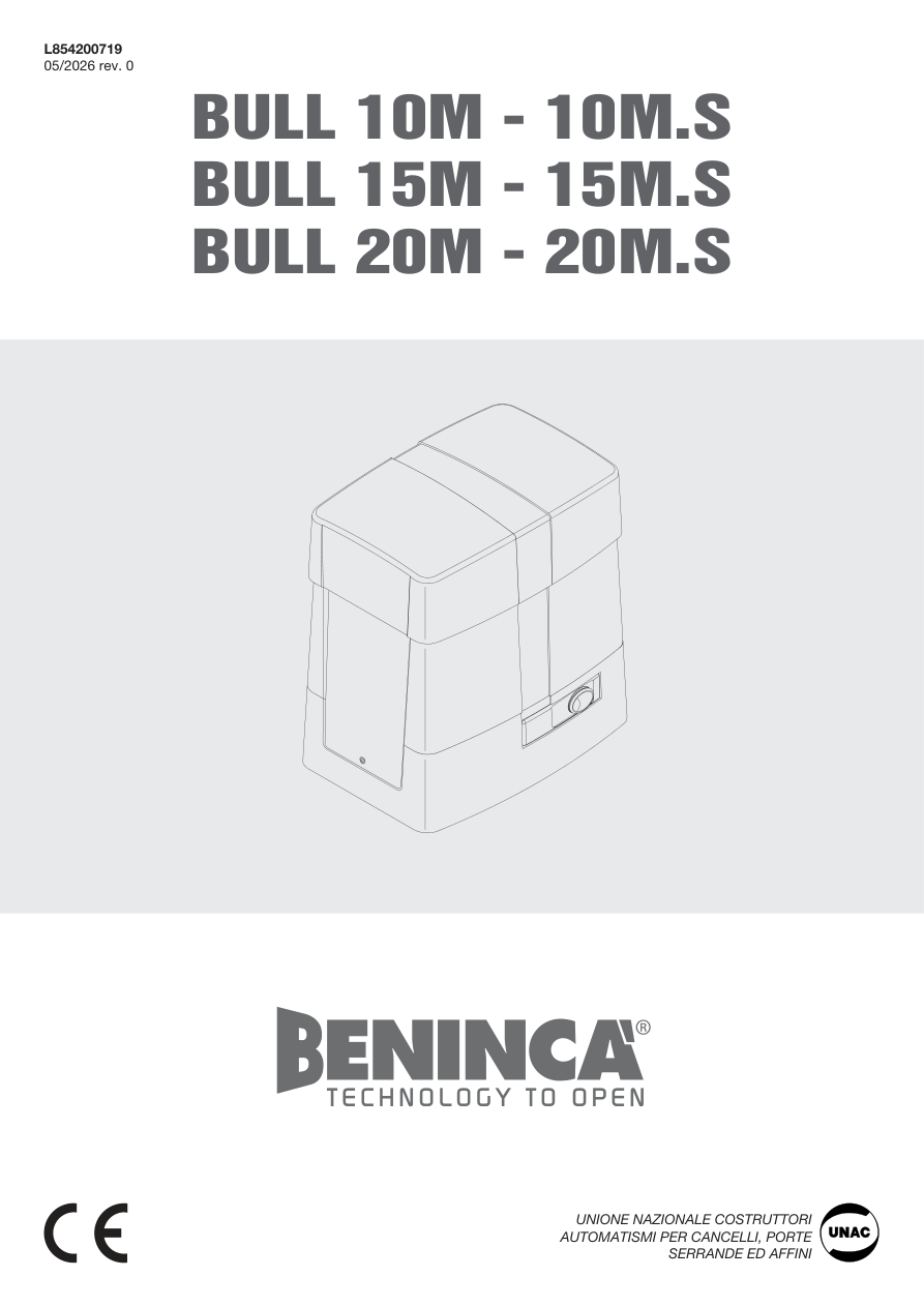 Beninca BULL10M naslovna strana uputstva