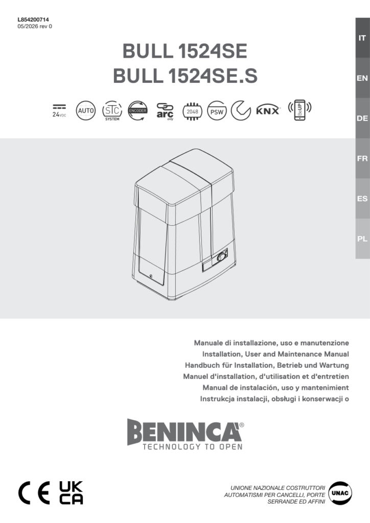 Beninca BULL1524SE naslovna strana uputstva