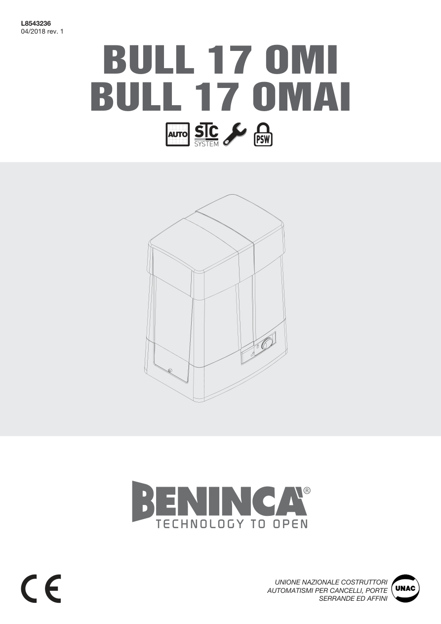Naslovna strana uputstva za Beninca BULL17 OMI