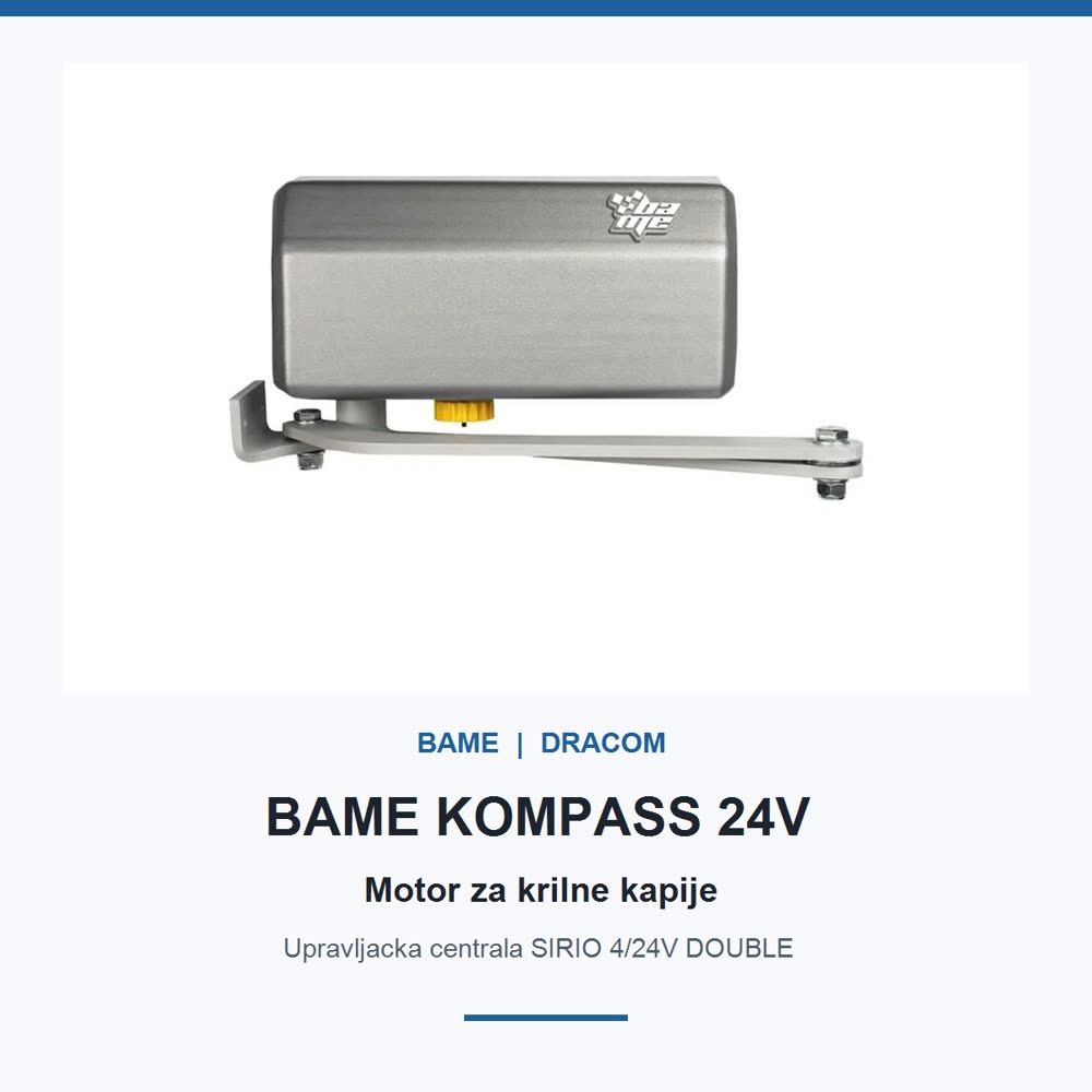 BAME KOMPASS 24V motor sa zglobnom ručicom za krilnu kapiju