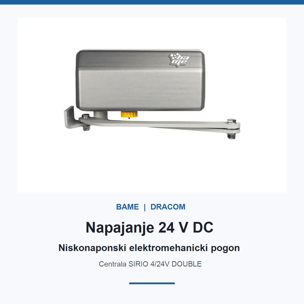BAME KOMPASS 24V napajanje i centrala SIRIO 4/24V DOUBLE