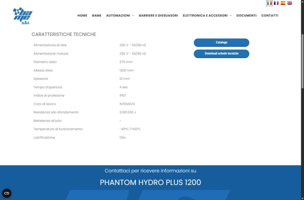 BAME PHANTOM HYDRO PLUS 1200 tehničke karakteristike