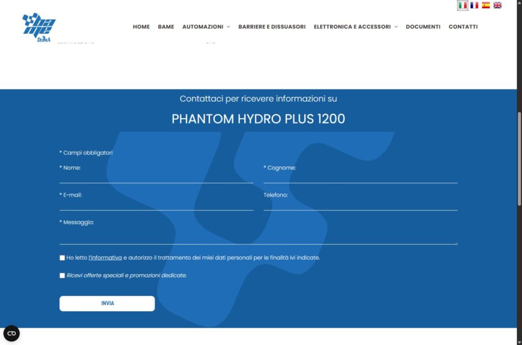 BAME PHANTOM HYDRO PLUS 1200 podaci proizvođača