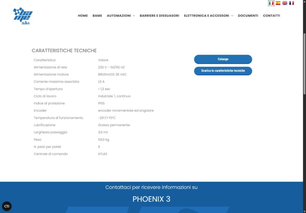 BAME PHOENIX 3 tehničke karakteristike