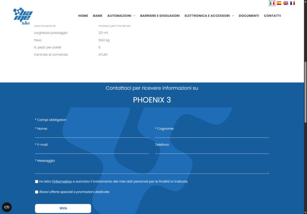 BAME PHOENIX 3 podaci proizvođača