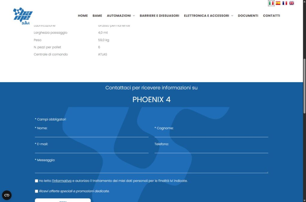 BAME PHOENIX 4 podaci proizvođača