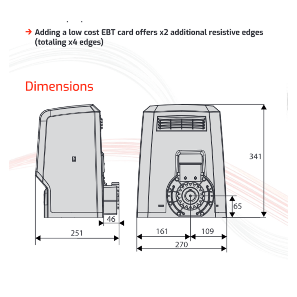Dimenzije motora BFT ARES ULTRA BT B1500