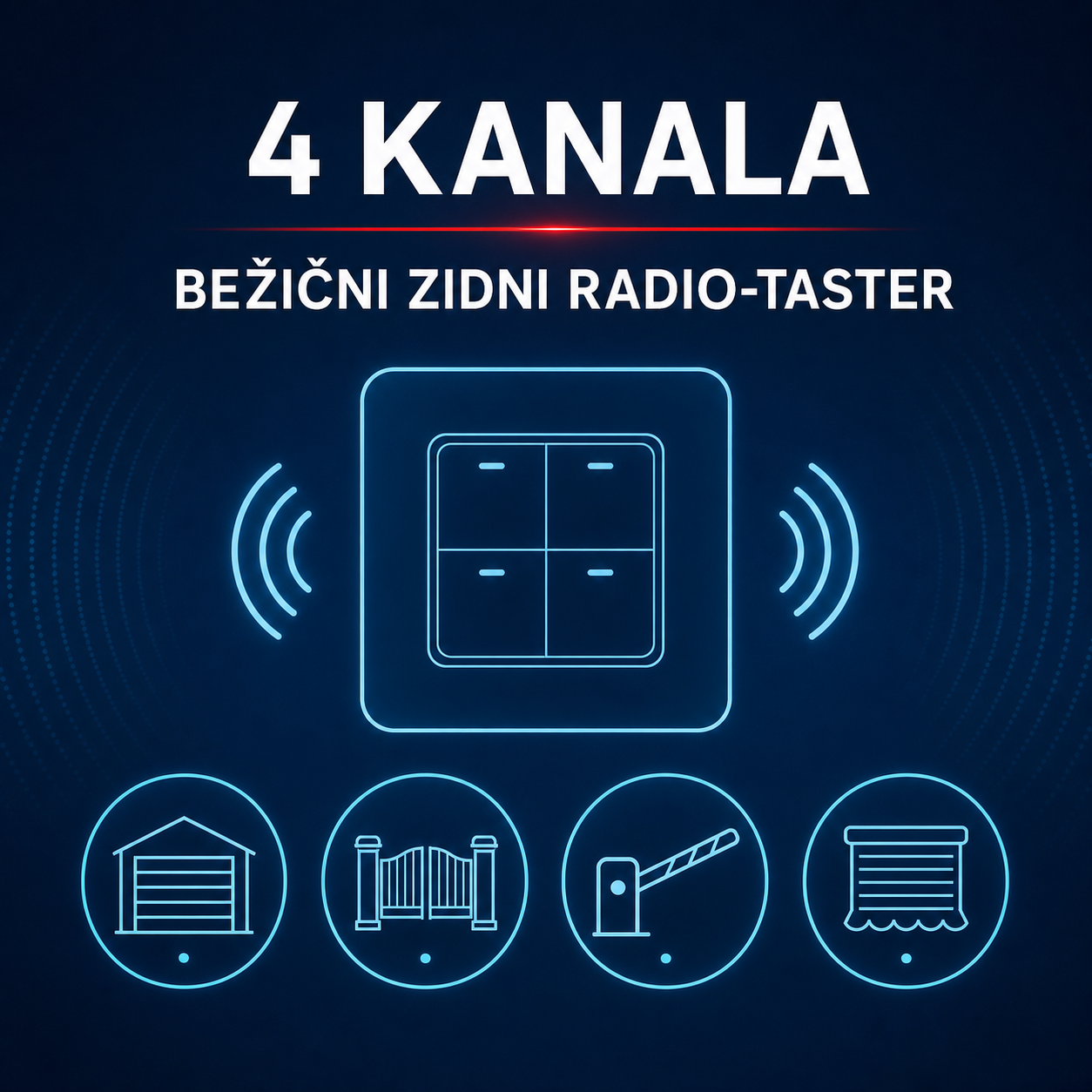 BFT MIME PAD tehnička grafika – četiri kanala i bežični zidni radio-taster
