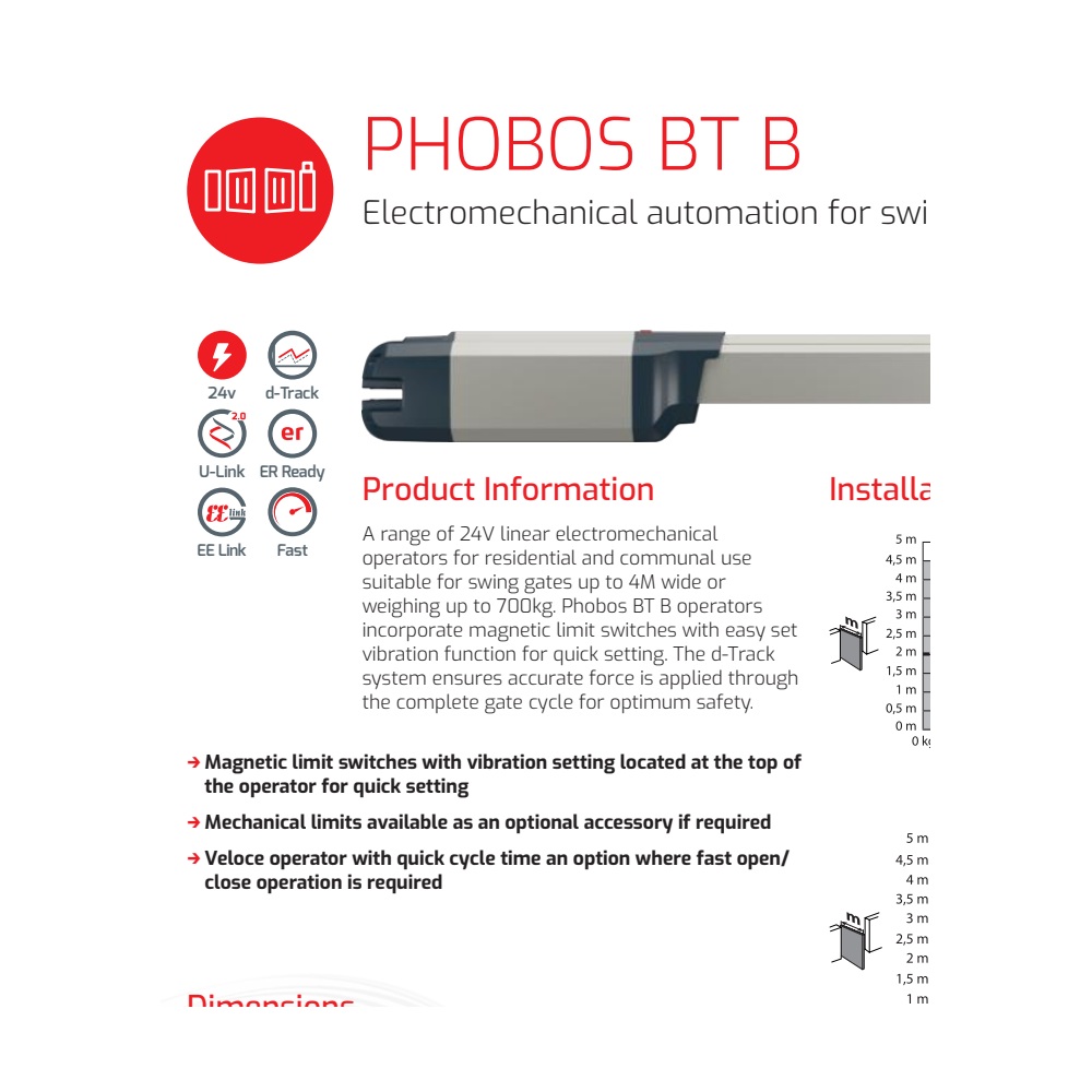 BFT PHOBOS VELOCE BT B35 brzi linearni motor – zvanični katalog 2026