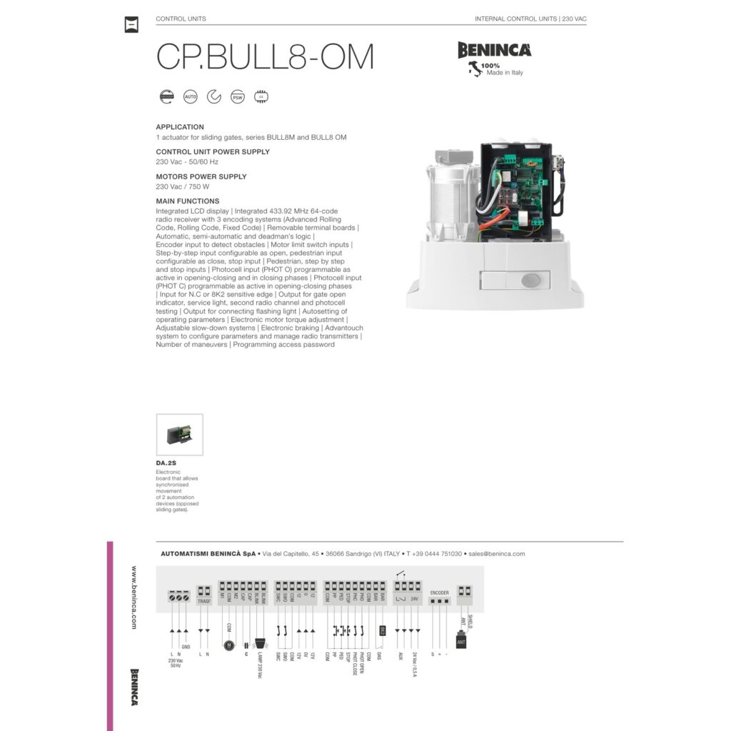 Beninca CP.BULL8-OM Komandne centrale — prikaz 6