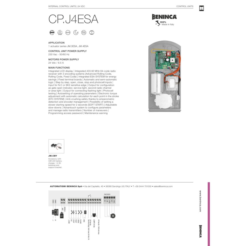 Beninca CP.J4ESA Komandne centrale — prikaz 6
