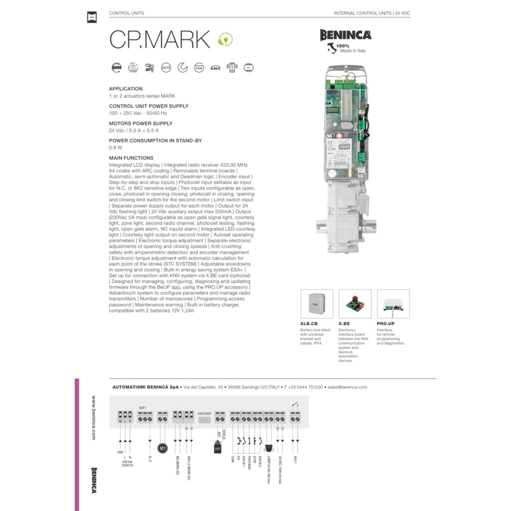 Beninca CP.MARK Komandne centrale — prikaz 6