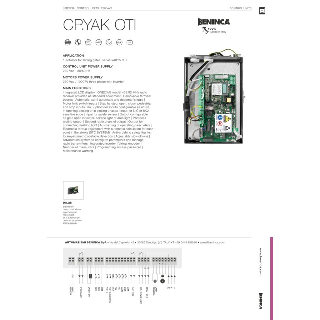 Beninca CP.YAK OTI Komandne centrale — prikaz 6