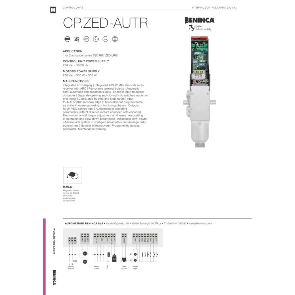 Beninca CP.ZED-AUTR Komandne centrale — prikaz 6