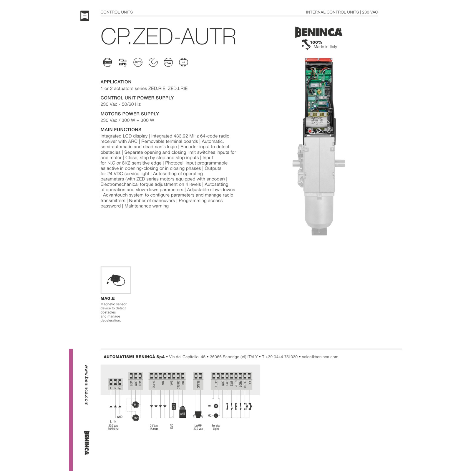 Beninca CP.ZED-AUTR Komandne centrale — prikaz 6