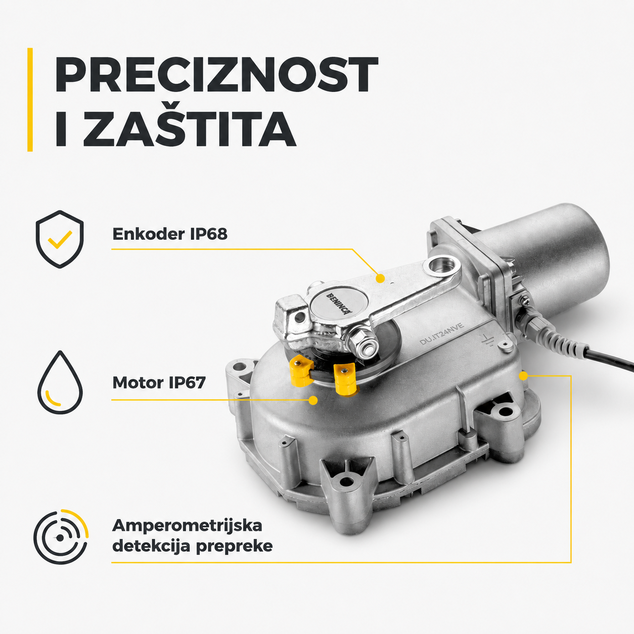 Beninca DU.IT24NVE sa IP68 enkoderom, IP67 zaštitom motora i amperometrijskom detekcijom prepreke