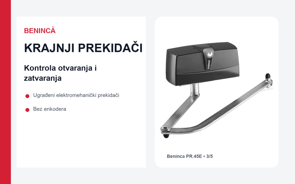 Beninca PR.45E motor sa ugrađenim elektromehaničkim krajnjim prekidačima za otvaranje i zatvaranje