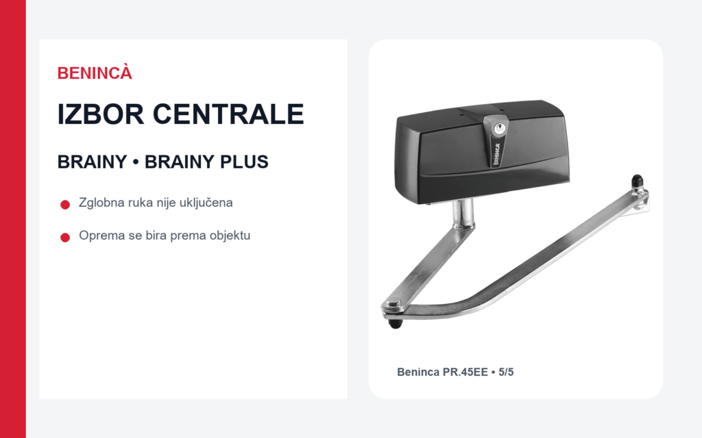 Beninca PR.45EE sa centralama BRAINY i BRAINY PLUS