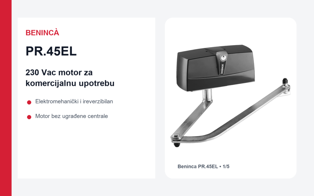 Beninca PR.45EL 230 Vac motor za komercijalnu krilnu kapiju