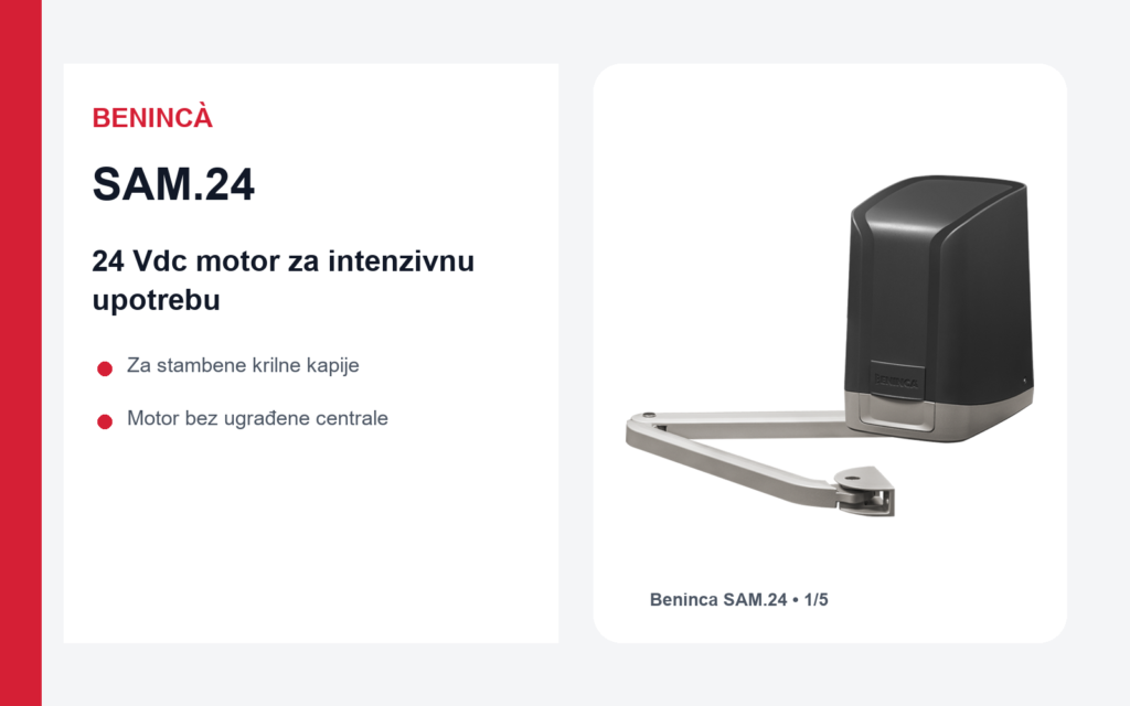 Beninca SAM.24 24 Vdc motor za krilnu kapiju i intenzivnu upotrebu