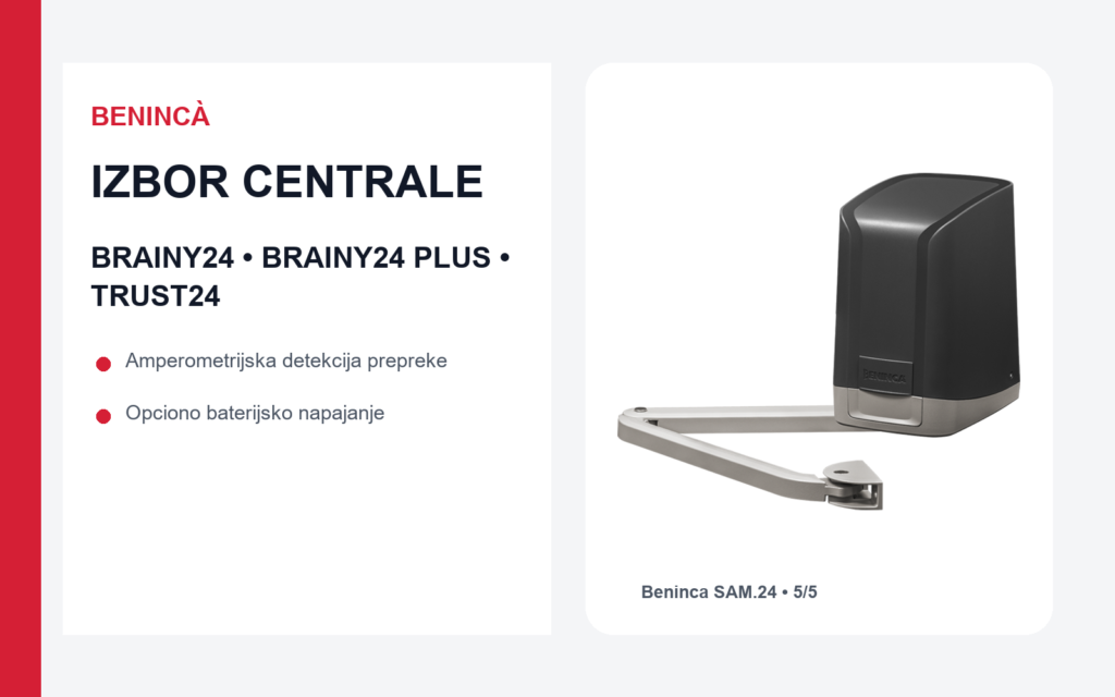 Beninca SAM.24 sa centralama BRAINY24 BRAINY24 PLUS i TRUST24