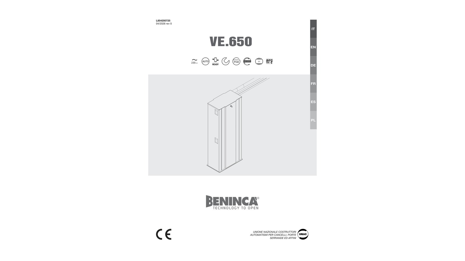 Beninca VE.650I – Inox rampa za velike prolaze do 6.5m