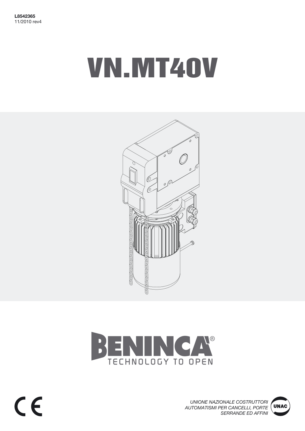 Beninca VN.MT40V Motori za segmentna vrata — prikaz 4