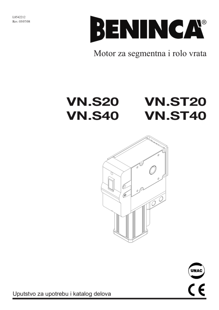 Beninca VN.S20 — motor za industrijska vrata do 35 m²