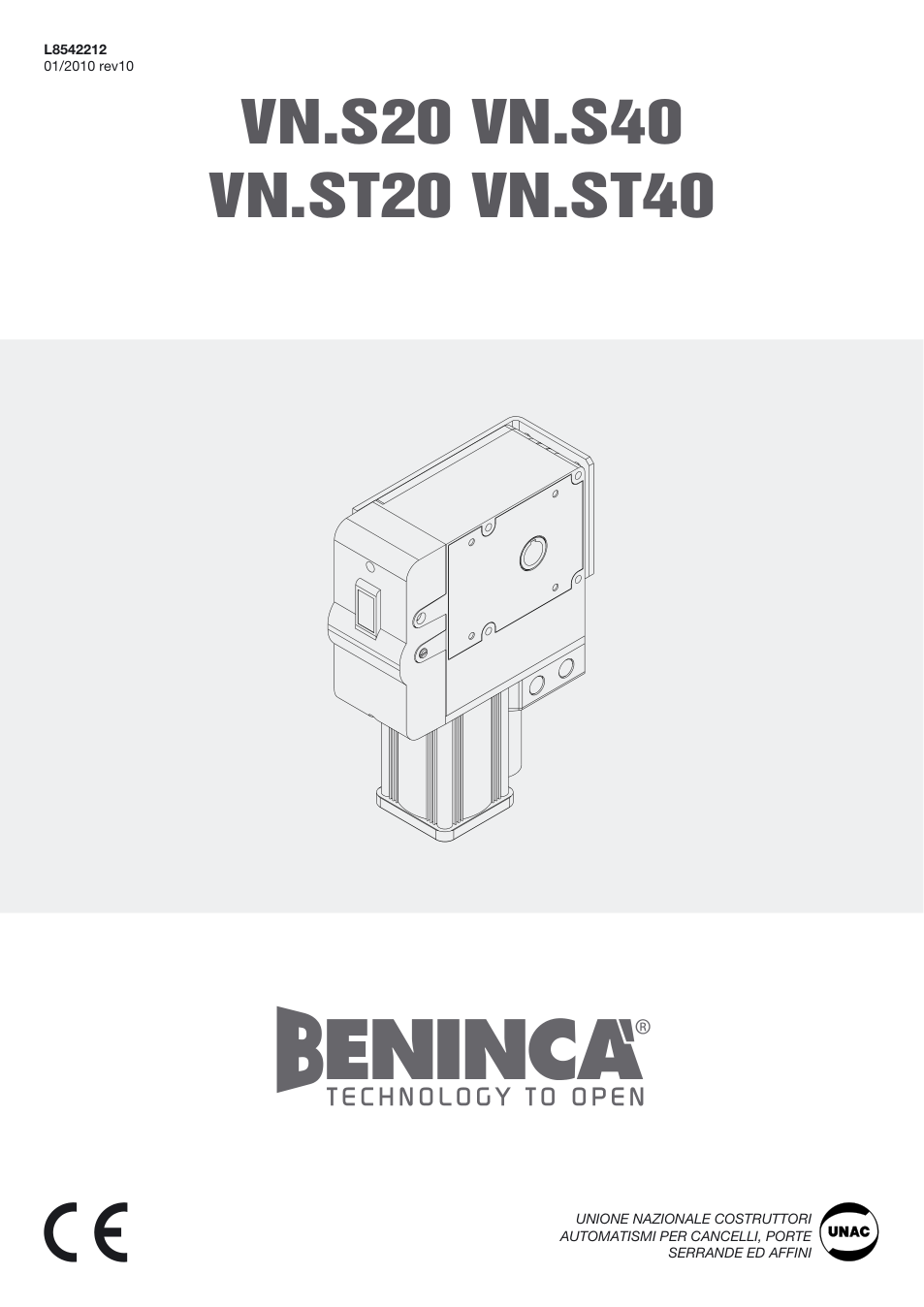 Beninca VN.S40 UP — motor za sekcijska garažna vrata