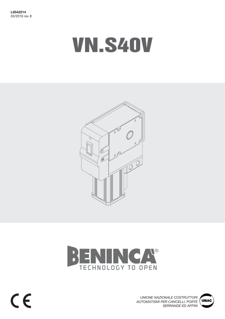 Beninca VN.S40V — motor za sekcijska garažna vrata