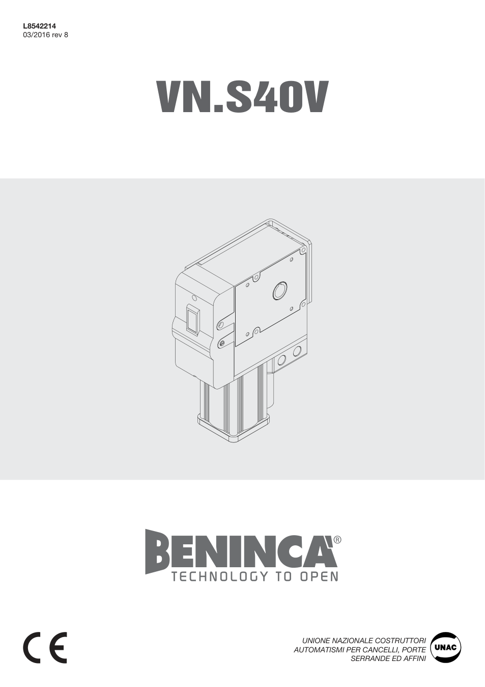 Beninca VN.S40V — motor za sekcijska garažna vrata