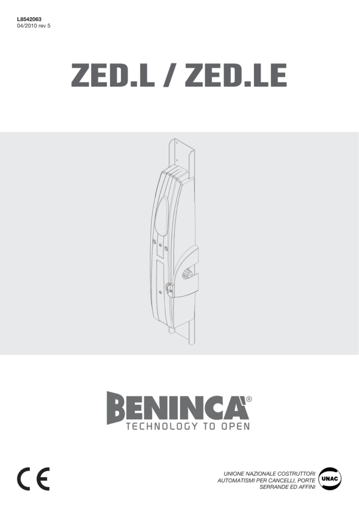 Beninca ZED.LSC — motor za sekcijska garažna vrata