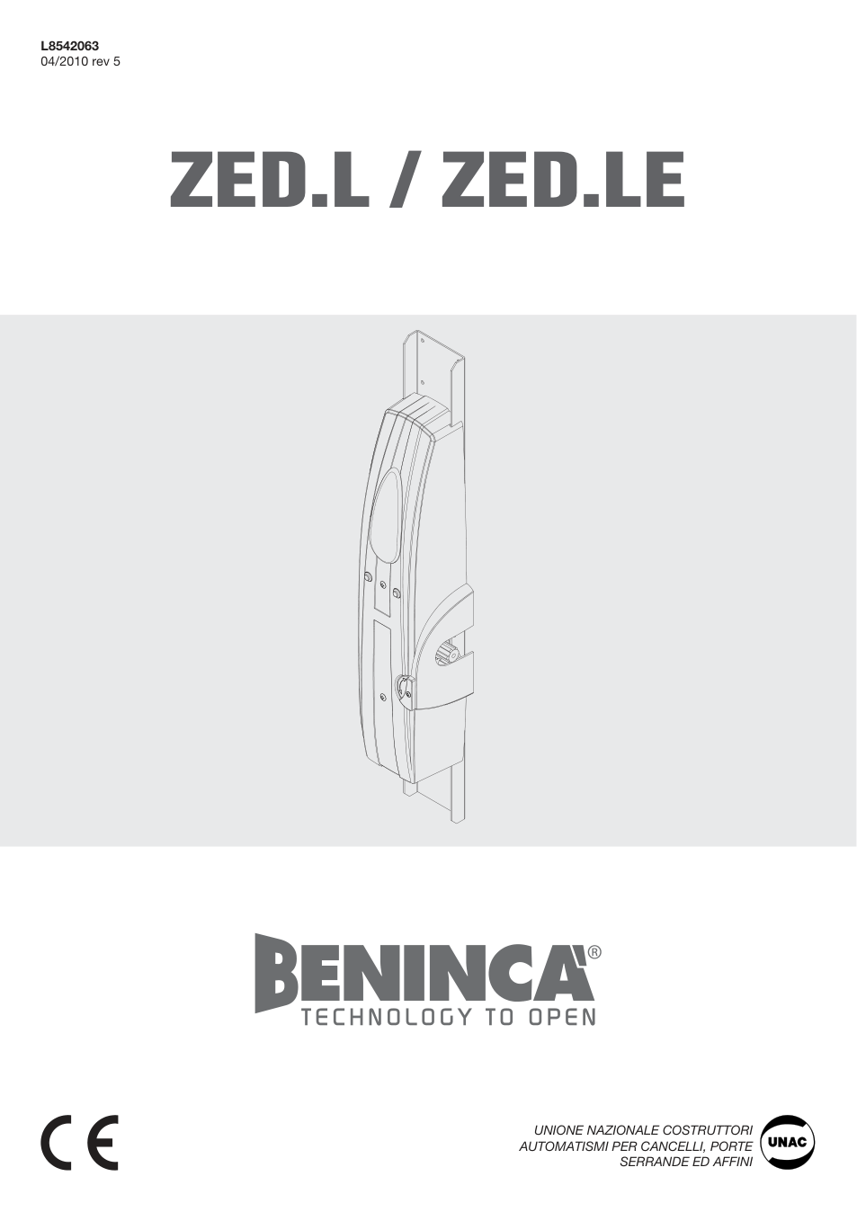 Beninca ZED.LSC — motor za sekcijska garažna vrata