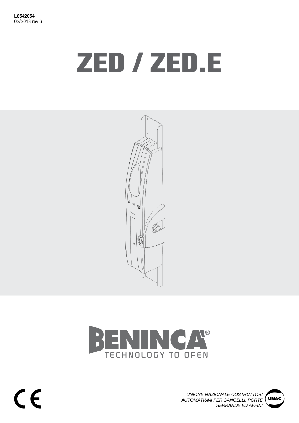 Beninca ZED.SC — motor za sekcijska garažna vrata