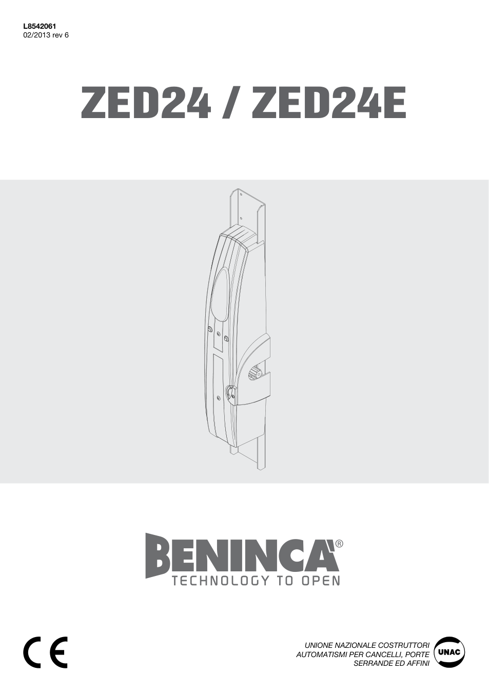 Beninca ZED24.RI — motor za sekcijska garažna vrata