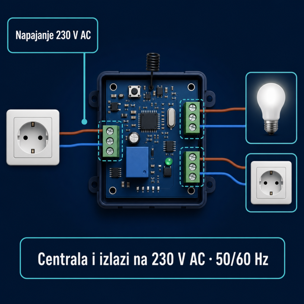 BAME GANIMEDE napajanje centrale i izlaza 230 V AC