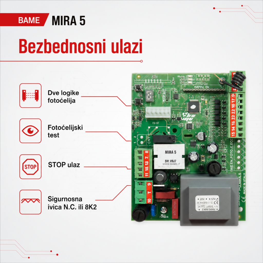 BAME MIRA 5 fotoćelije STOP i sigurnosna ivica
