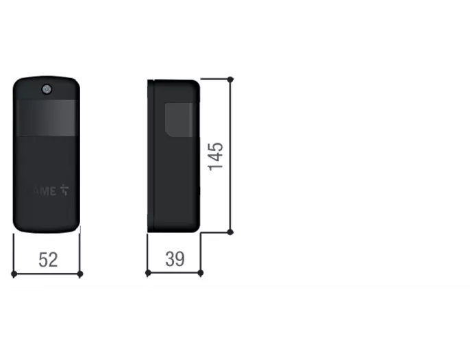 Dimenzije CAME DXR20CAM fotoćelije 46 × 108 × 37 mm