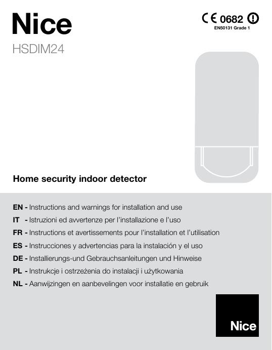 Nice HSDIM24 PIR i mikrotalasni detektor — ilustracija iz zvaničnog uputstva