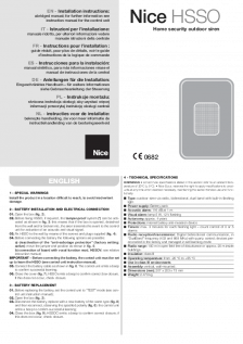 Nice HSSO bežična spoljašnja sirena 116 dB sa bljeskalicom — zvanični prikaz uputstva